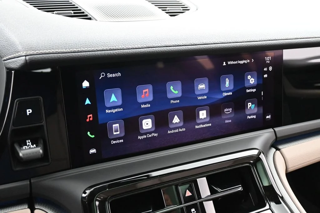 2026 Porsche Panamera 4 interior, Black/Limestone Beige