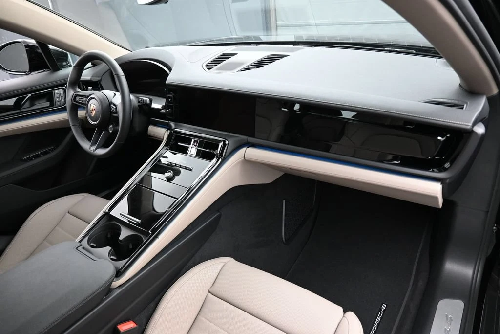2026 Porsche Panamera 4 interior, Black/Limestone Beige