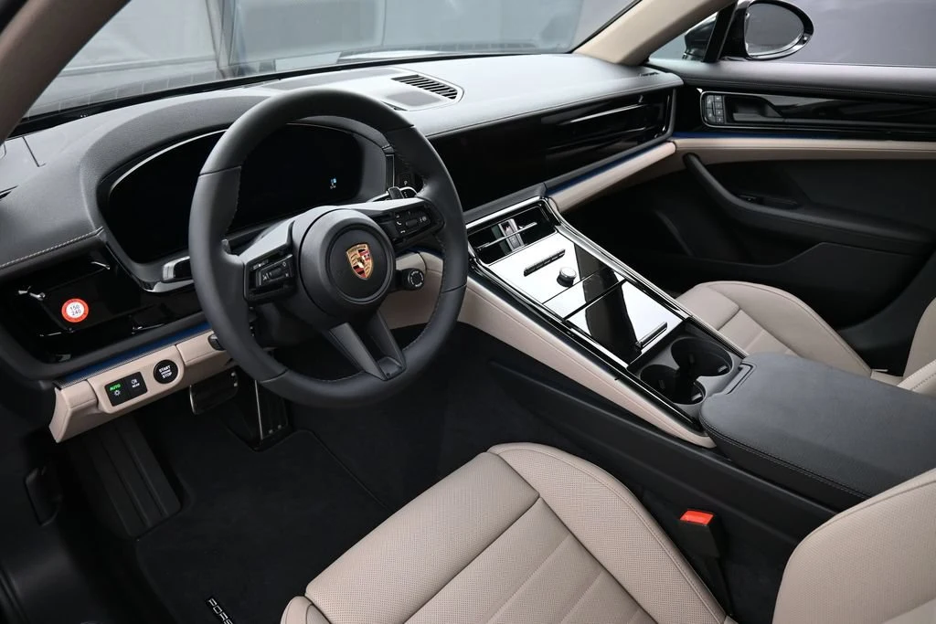 2026 Porsche Panamera 4 interior, Black/Limestone Beige