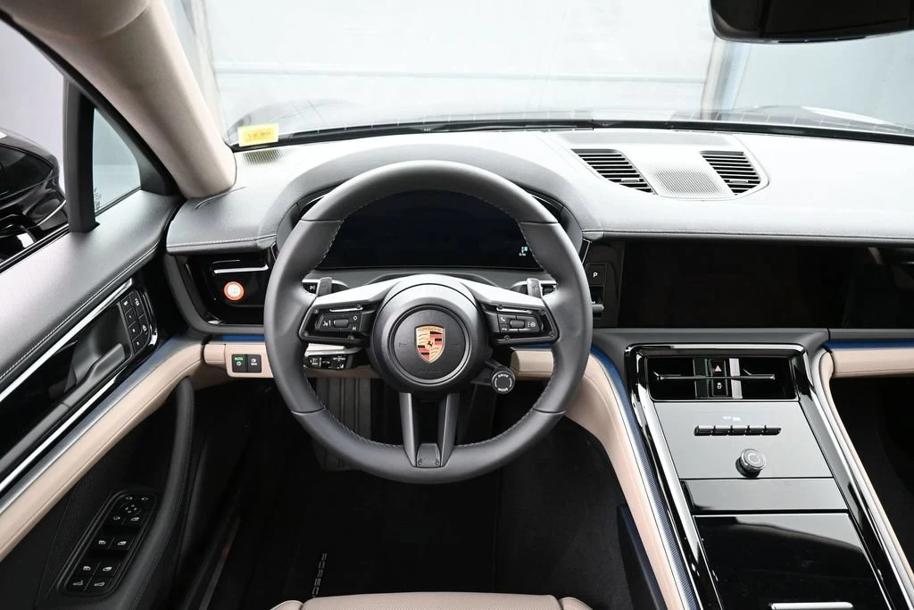 2026 Porsche Panamera 4 interior, dashboard, Black/Limestone Beige