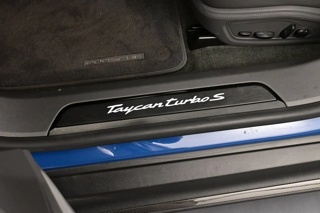 2022 Porsche Taycan Turbo S interior, door sill, Slate Grey