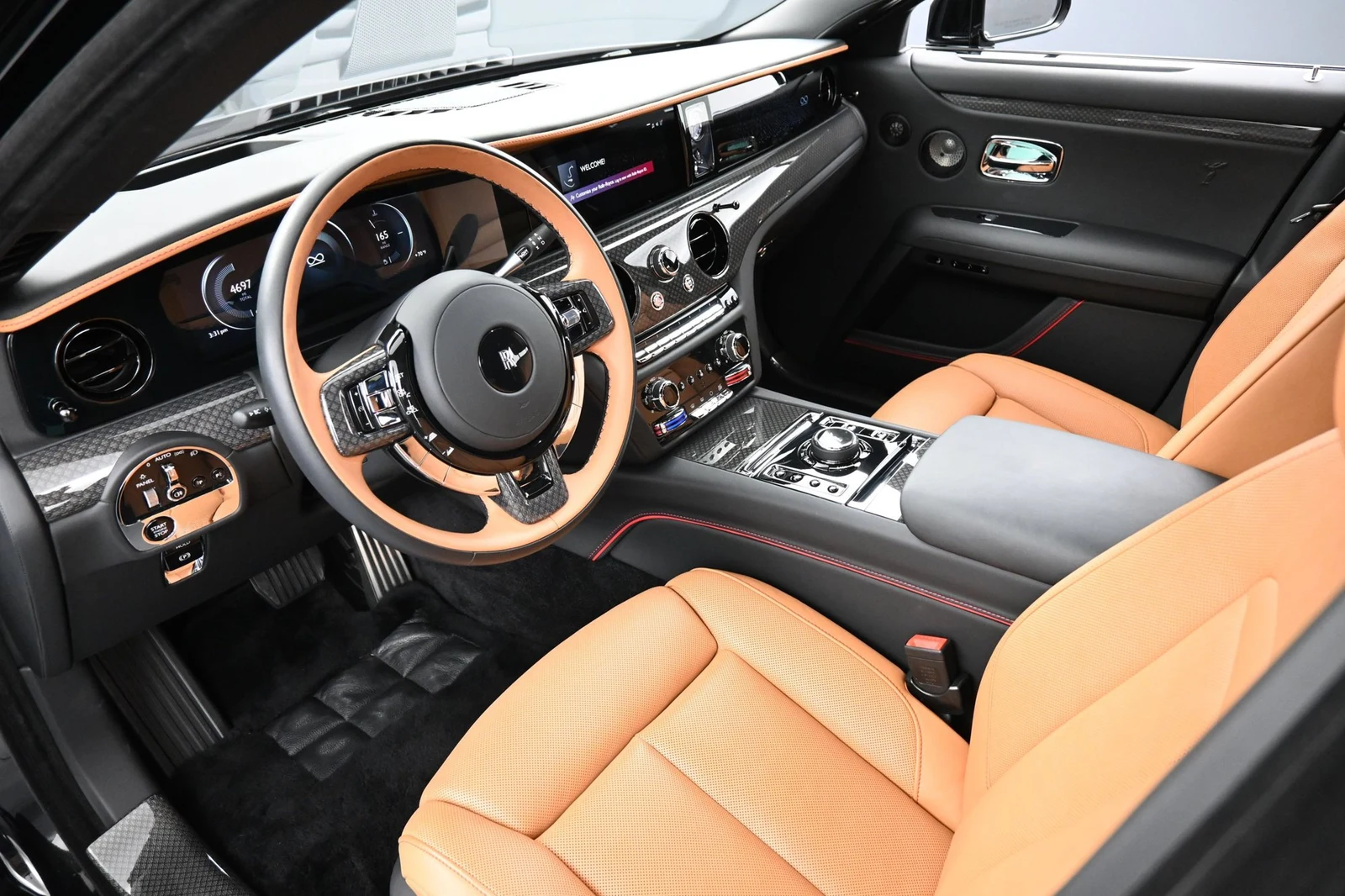 2025 Rolls-Royce Black Badge Ghost interior, Saddlery Tan and Black