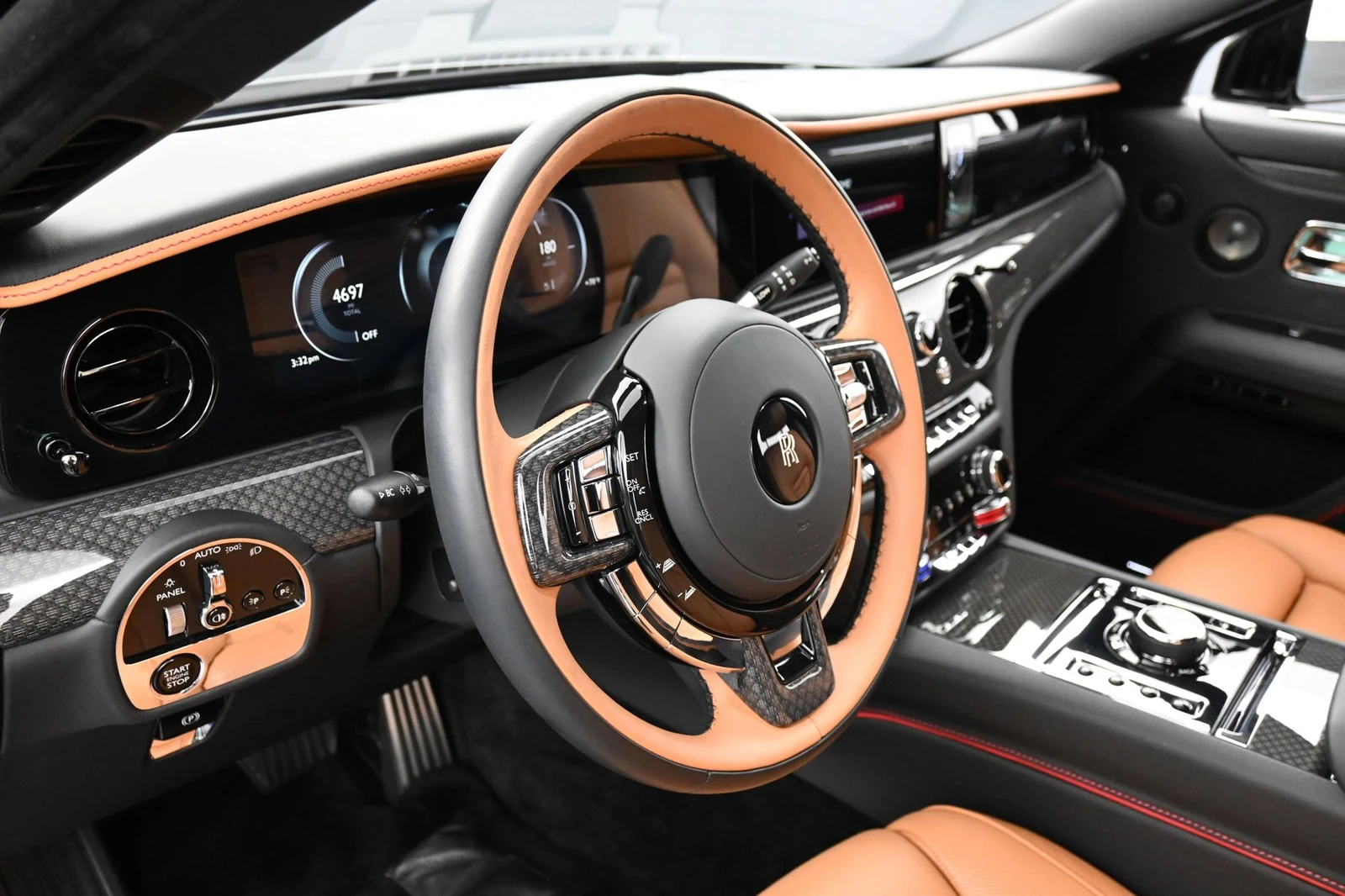 2025 Rolls-Royce Black Badge Ghost interior, Saddlery Tan and Black