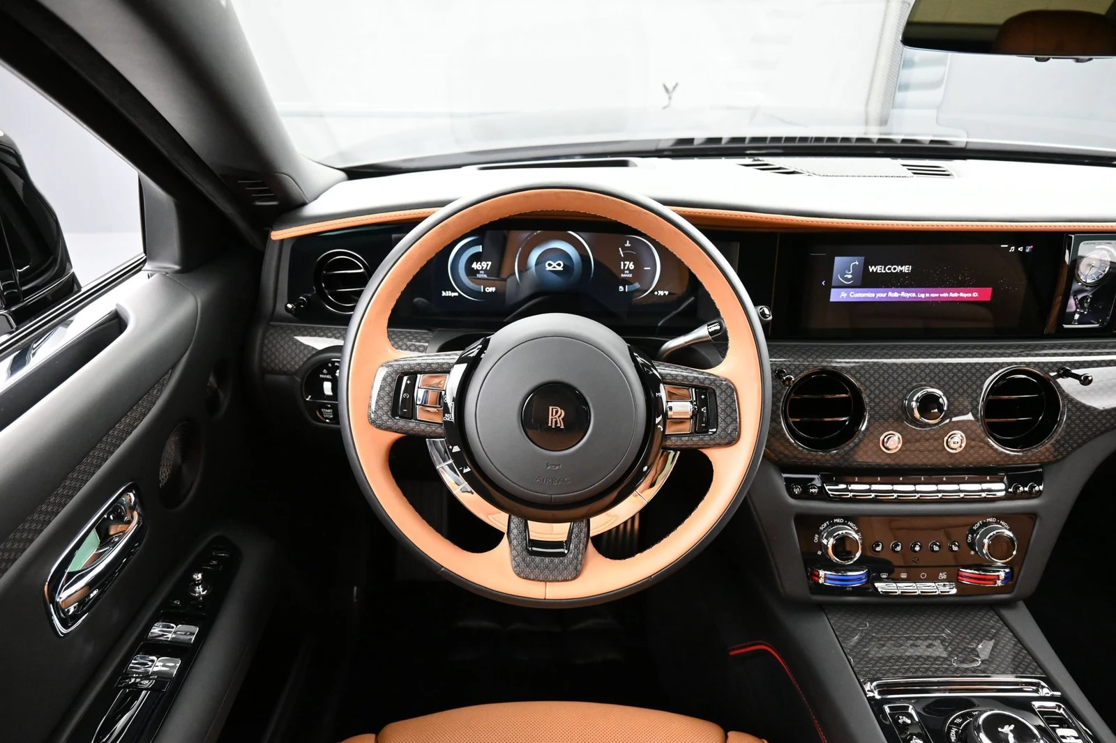 2025 Rolls-Royce Black Badge Ghost interior, dashboard, Saddlery Tan and Black