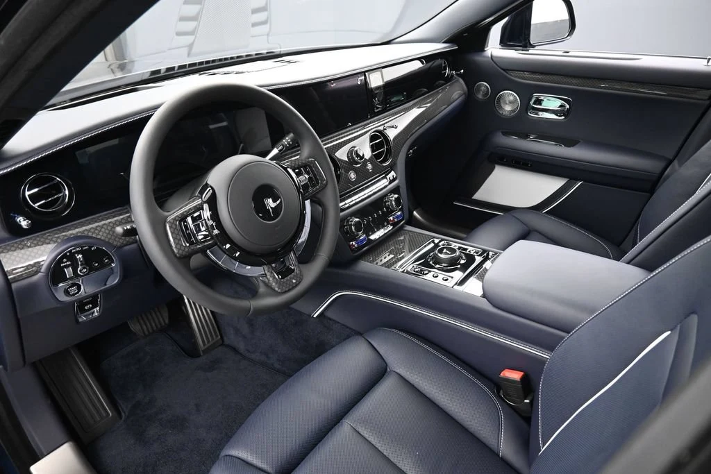 2027 Rolls-Royce Black Badge Ghost Series II interior, dashboard, Navy Blue