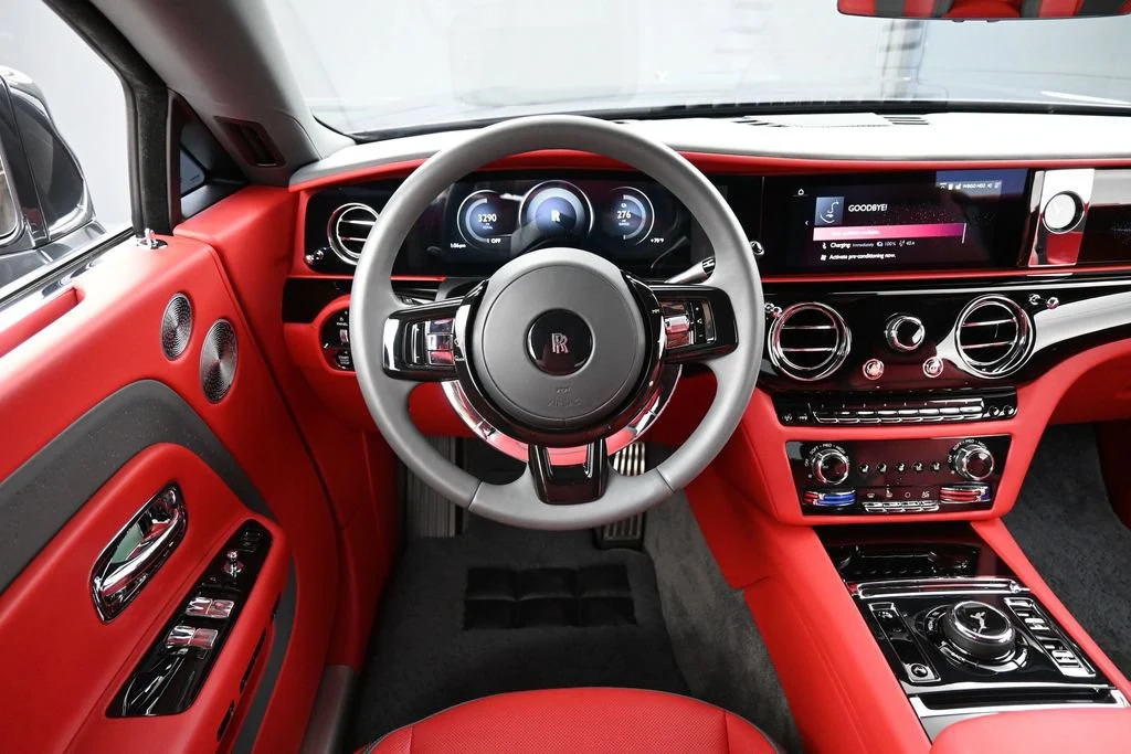 2024 Rolls-Royce Spectre interior, dashboard, Phoenix Red and Scivaro Grey