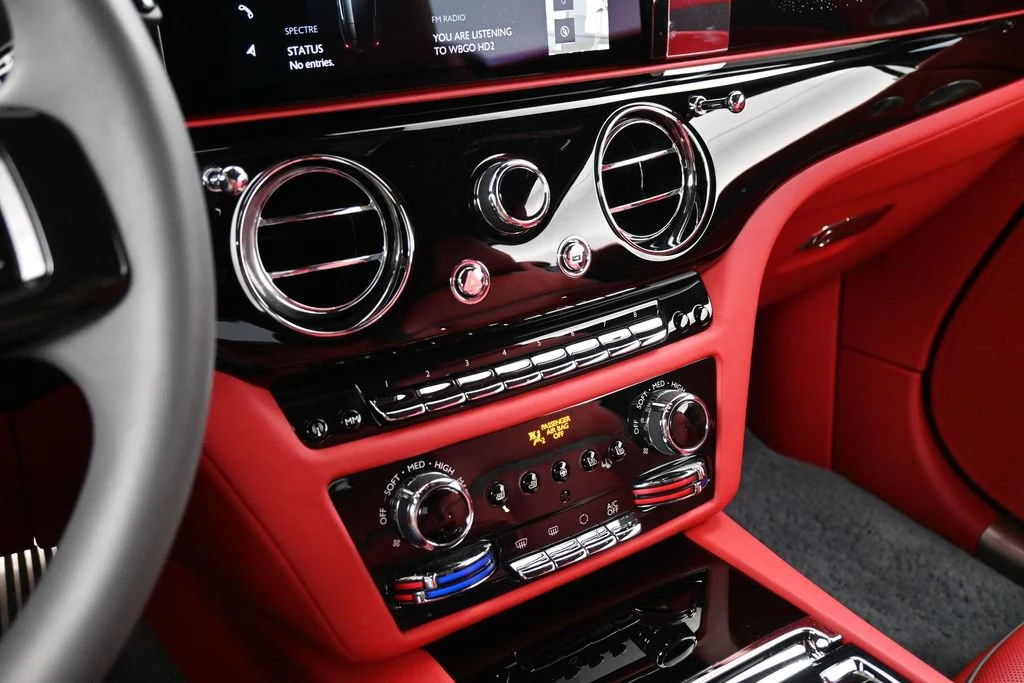 2024 Rolls-Royce Spectre interior, Phoenix Red and Scivaro Grey