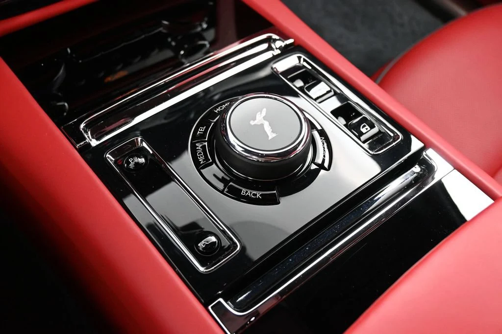 2024 Rolls-Royce Spectre interior, center console, Phoenix Red and Scivaro Grey