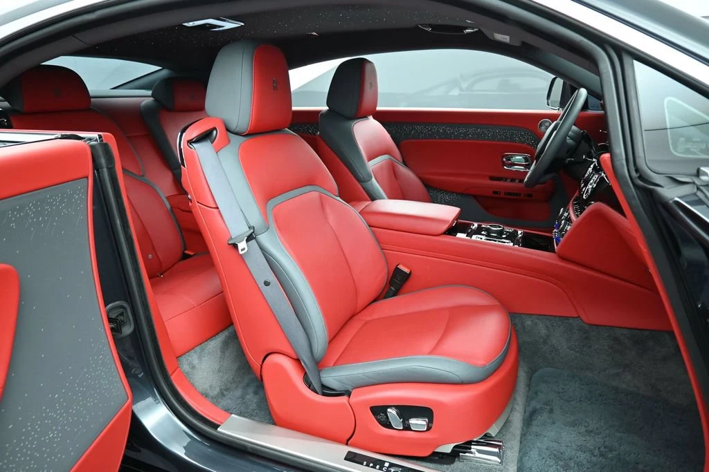 2024 Rolls-Royce Spectre interior, seats, Phoenix Red and Scivaro Grey