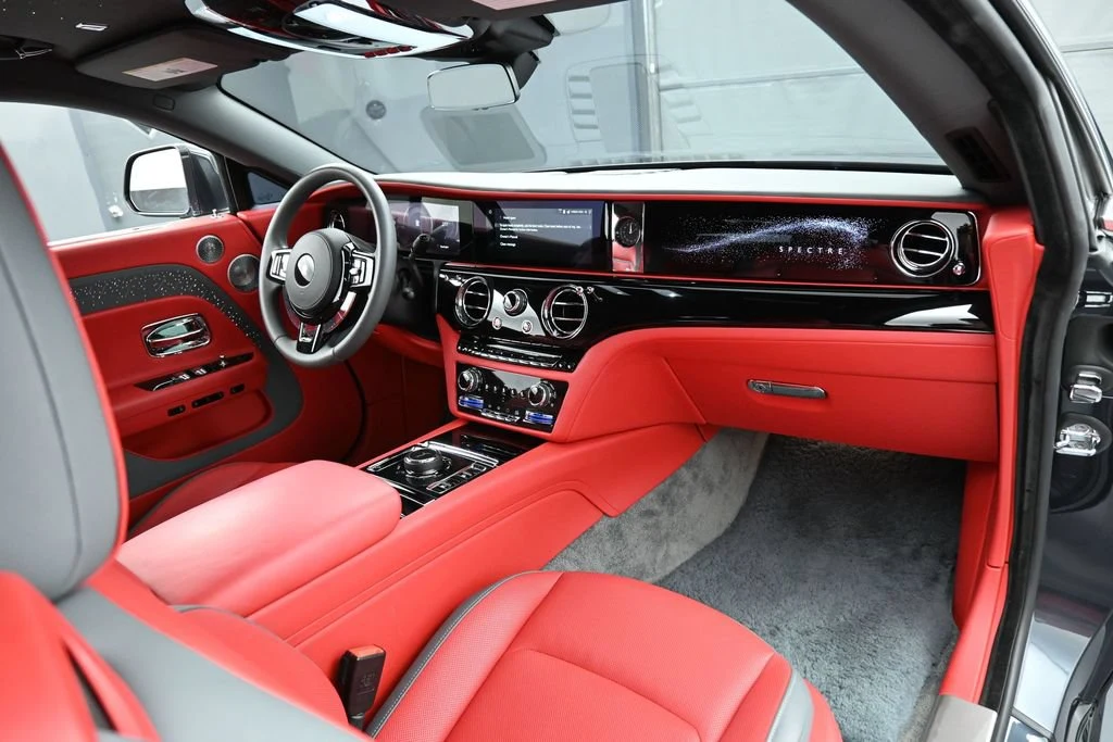 2024 Rolls-Royce Spectre interior, Phoenix Red and Scivaro Grey