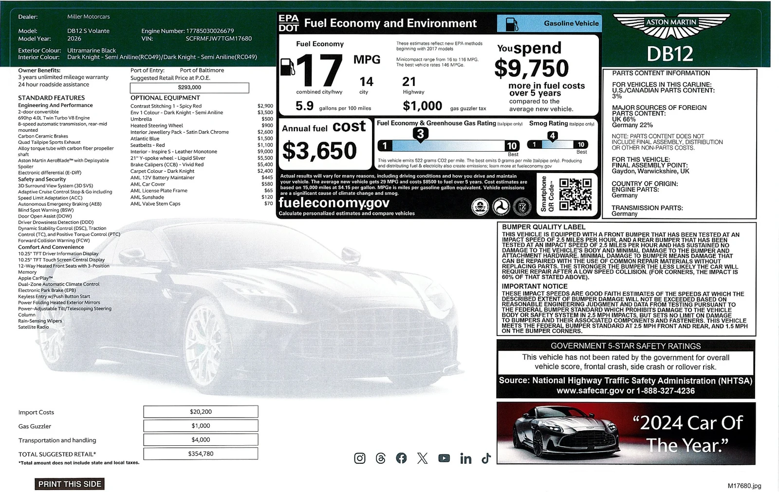 2026 Aston Martin DB12 S Volante, 14/14
