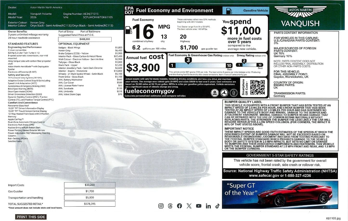 2026 Aston Martin Vanquish Volante (3rd Generation), 19/19