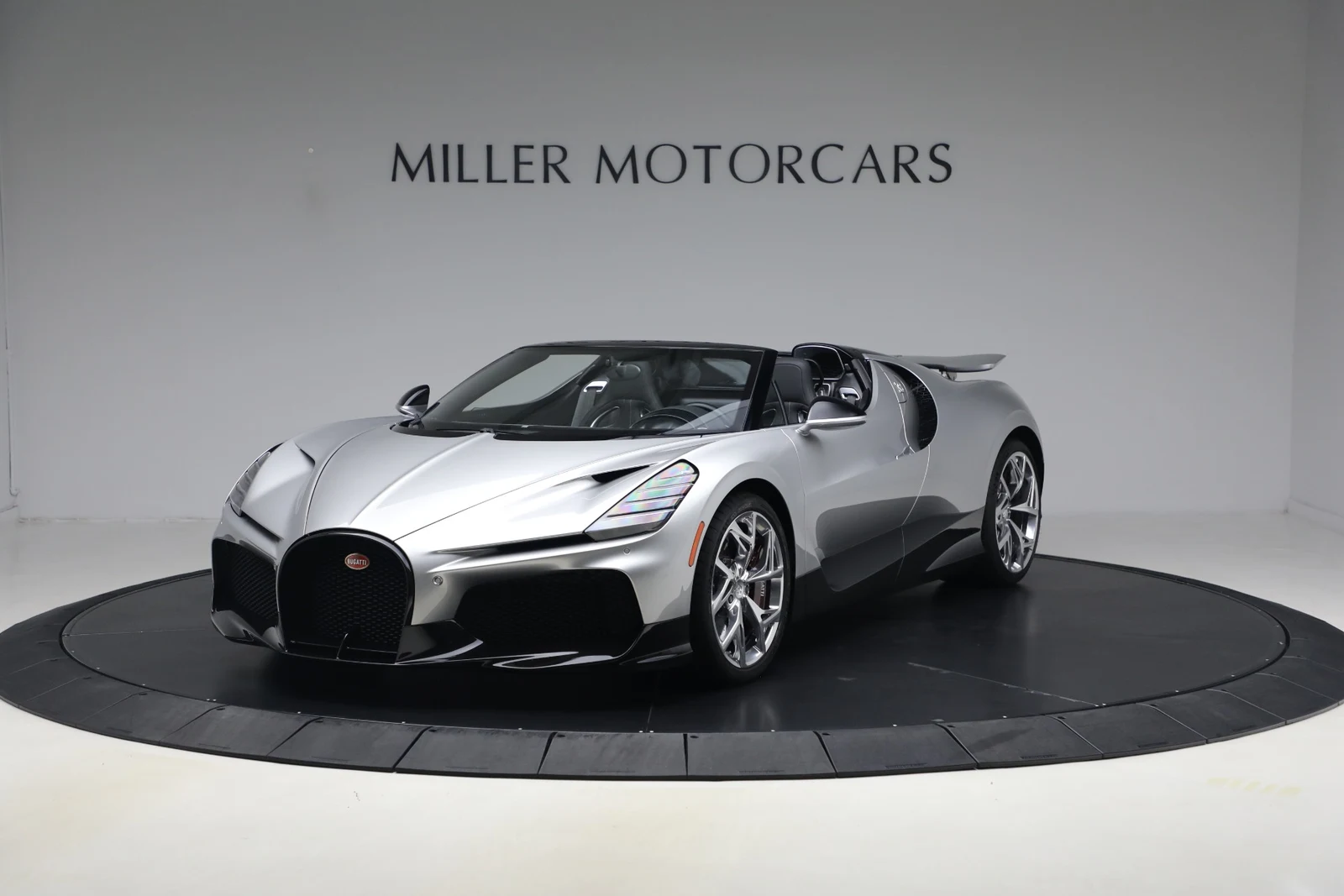 2025 Bugatti W16 Mistral, Silver, complete car from a front three-quarter angle