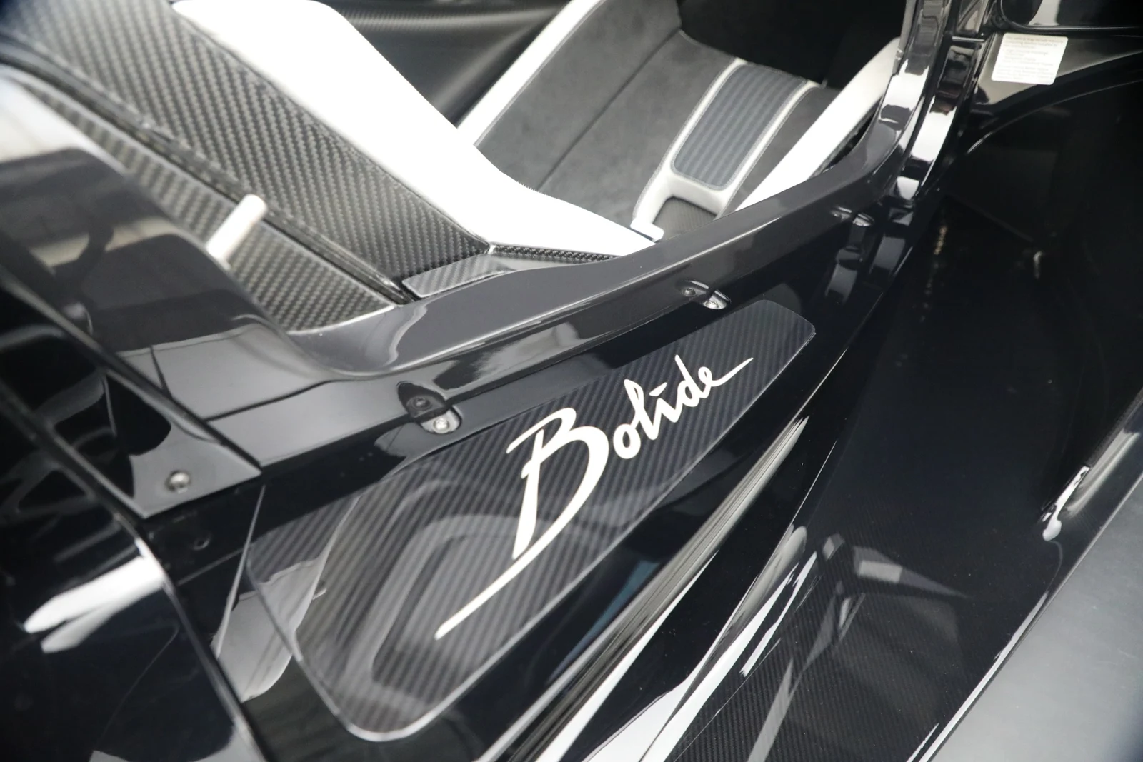 2024 Bugatti Bolide interior, door sill, Black