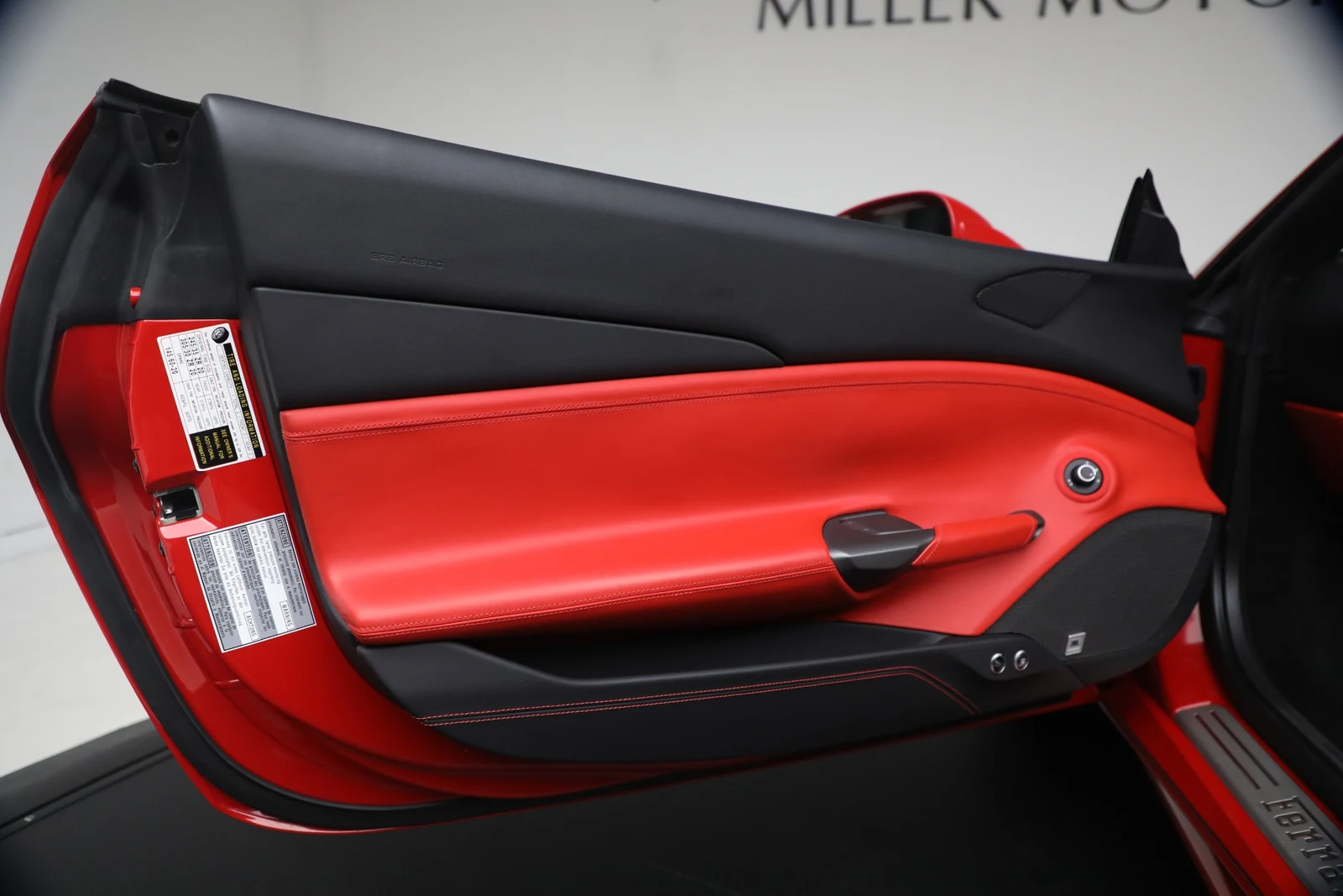 2019 Ferrari 488 Spider interior, door panel, Nero