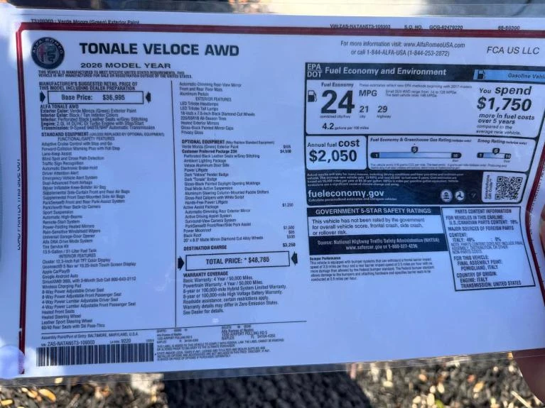 2026 Alfa Romeo Tonale Veloce, 3/20