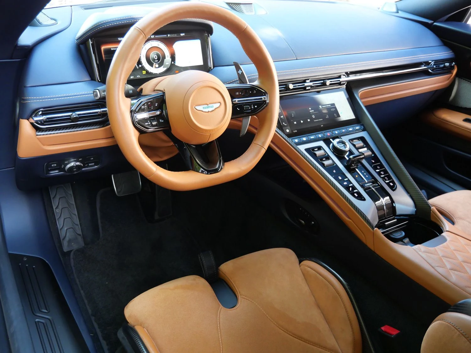 2024 Aston Martin DB12 interior, dashboard, Copper Tan Metallic