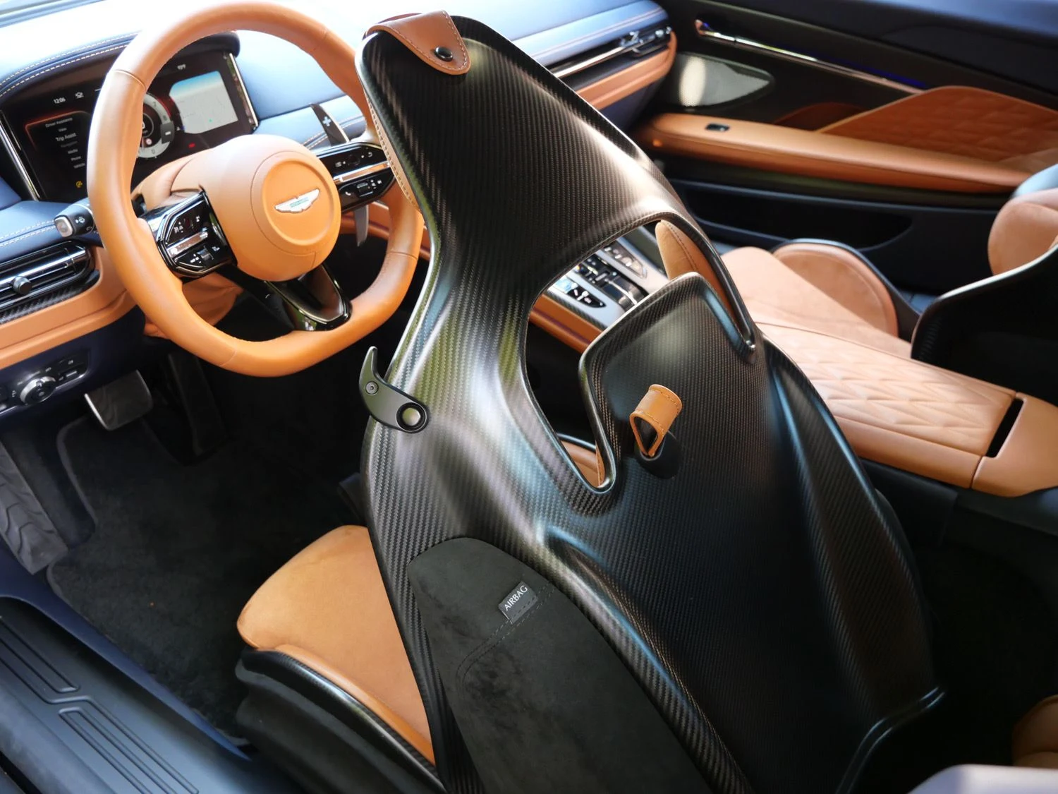 2024 Aston Martin DB12 interior, Copper Tan Metallic