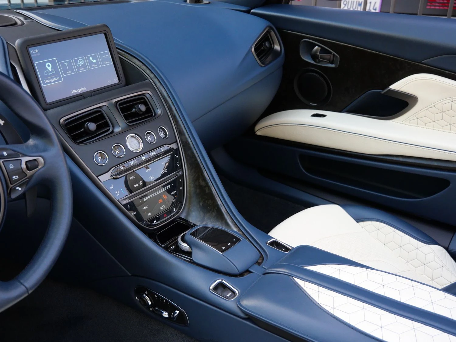 2020 Aston Martin DBS Superleggera Volante interior, Baltic Blue/Cream Truffle