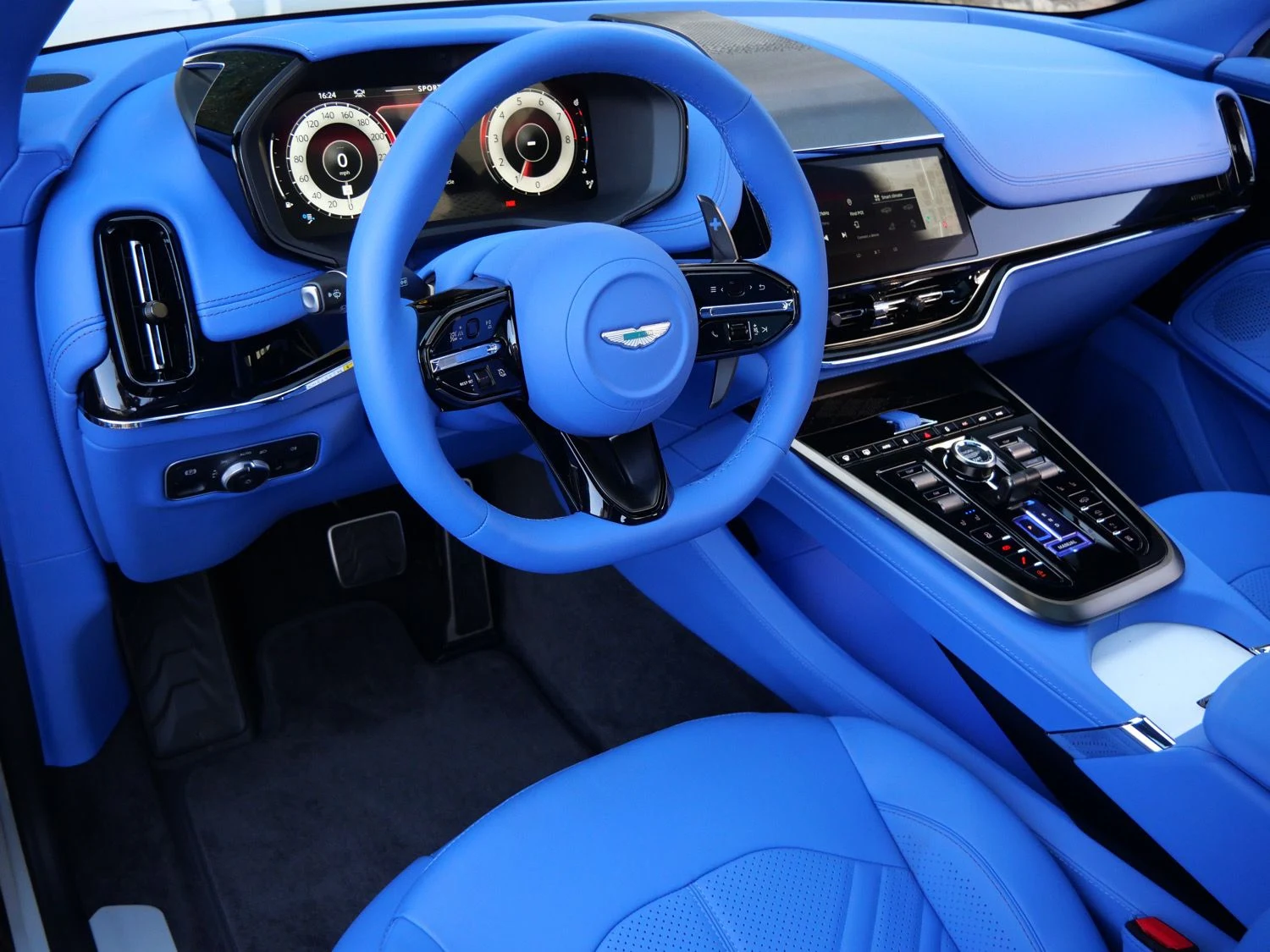 2026 Aston Martin DBX S interior, dashboard, Cote D Azur Blue - Semi Aniline
