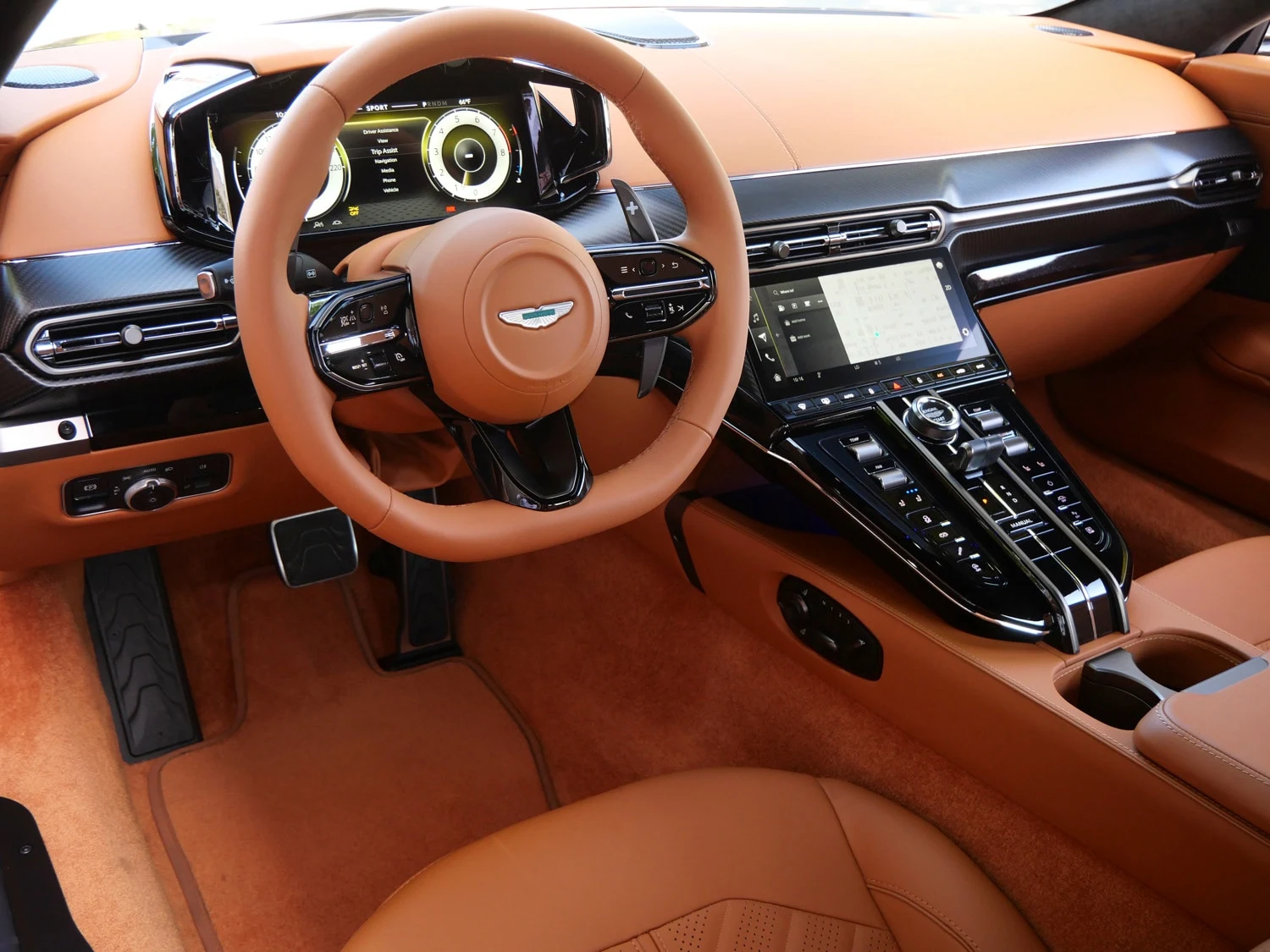 2026 Aston Martin Vantage S interior, dashboard, Oxford Tan - Semi Aniline