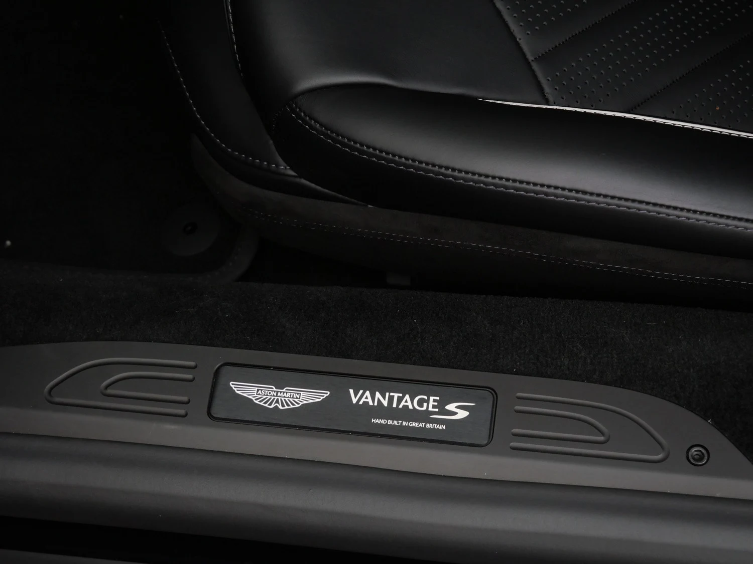 2026 Aston Martin Vantage S interior, door sill, Onyx Black