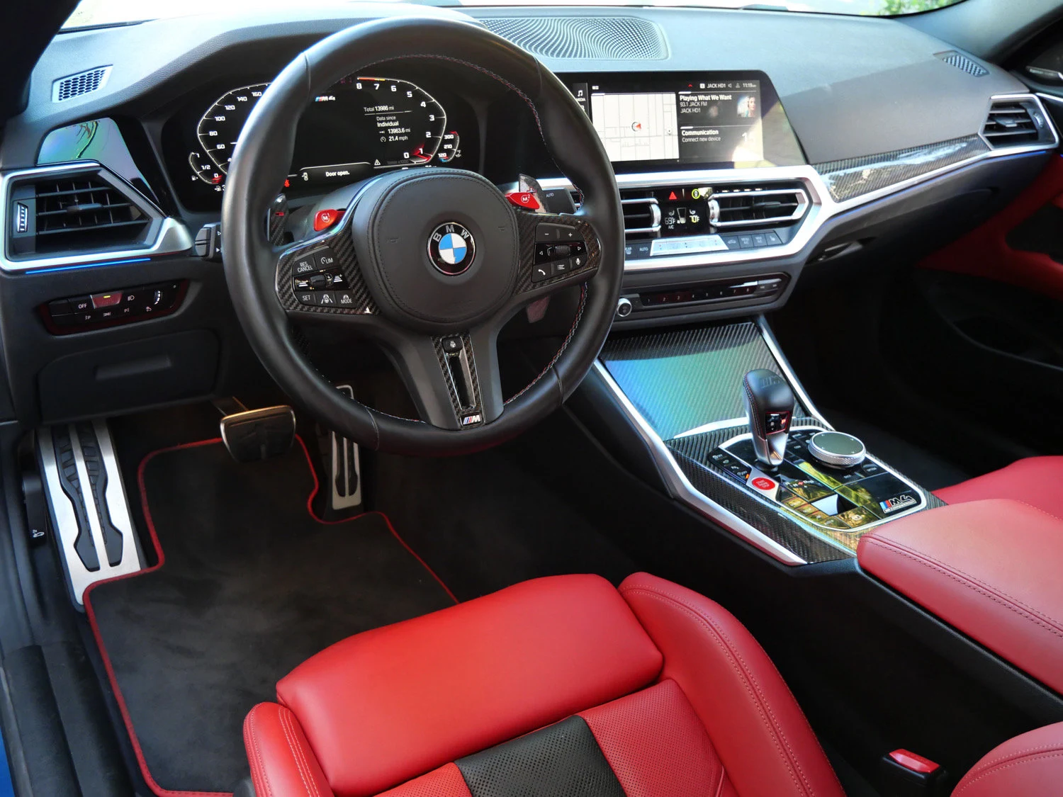2021 BMW M4 Competition interior, dashboard, Fiona Red/Black
