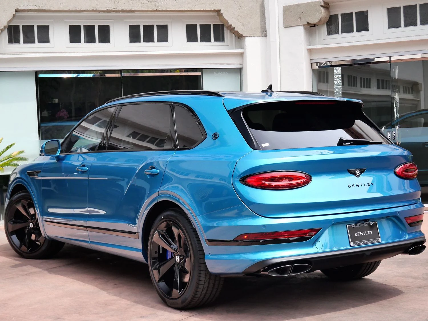 2026 Bentley Bentayga EWB Azure, rear three-quarter view, Blue