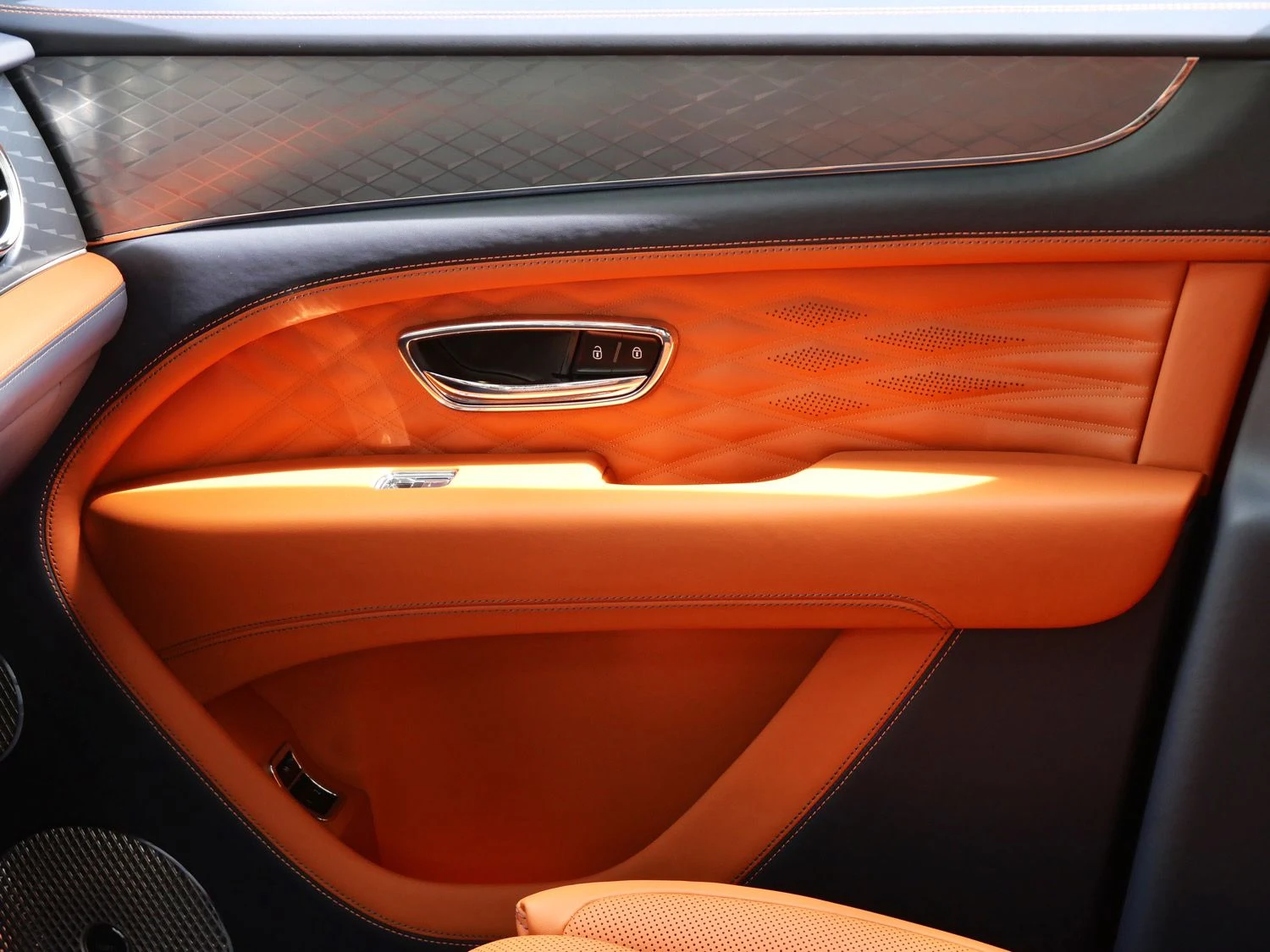 2026 Bentley Bentayga EWB Azure interior, door panel, Newmarket Tan