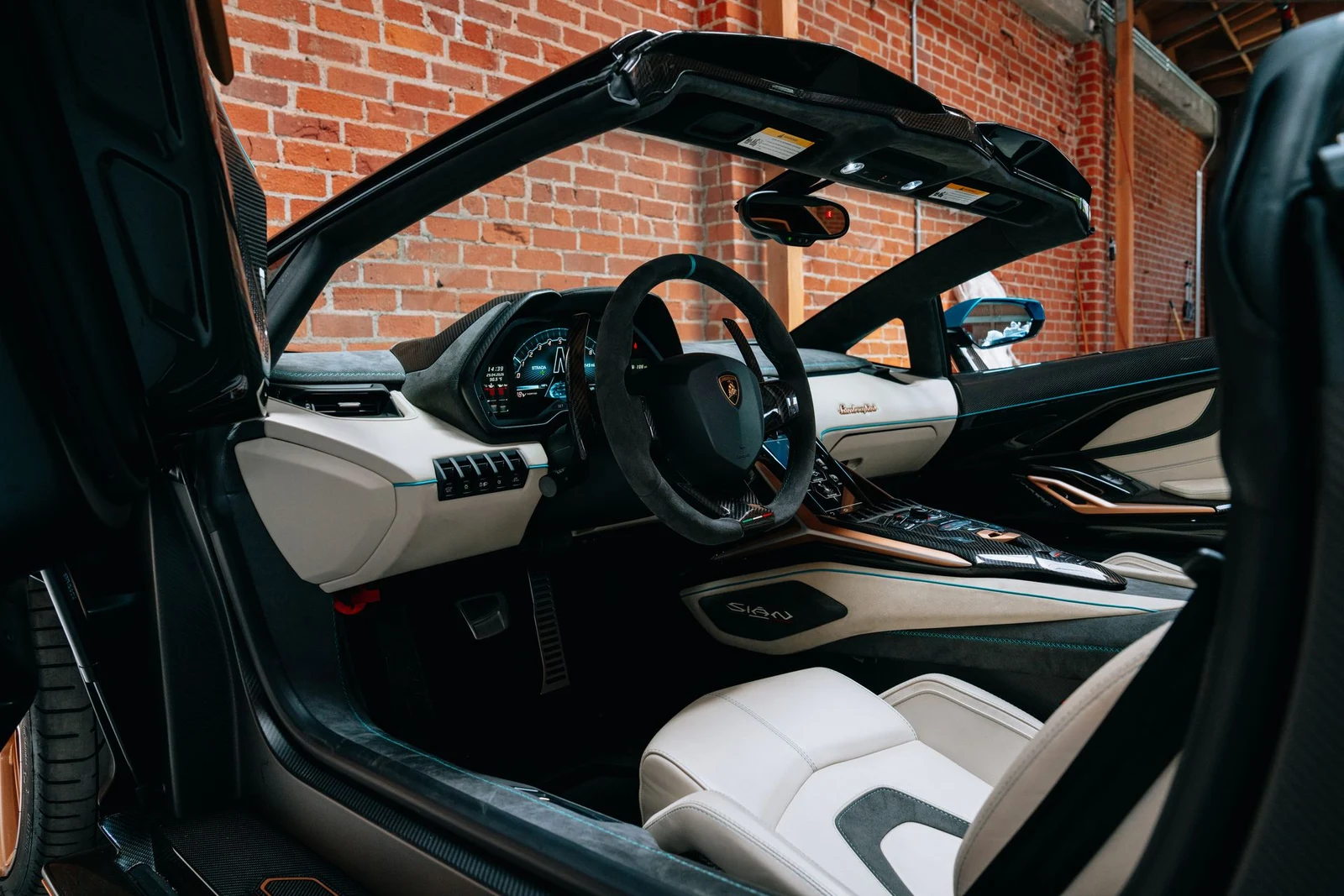 2021 Lamborghini Sián Roadster interior, dashboard, Nero Cosmus
