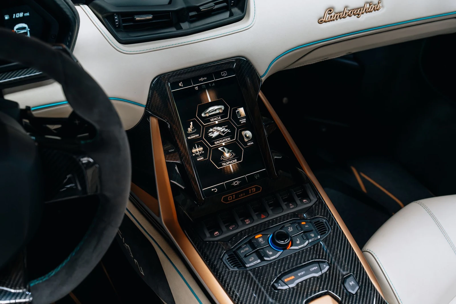 2021 Lamborghini Sián Roadster interior, Nero Cosmus