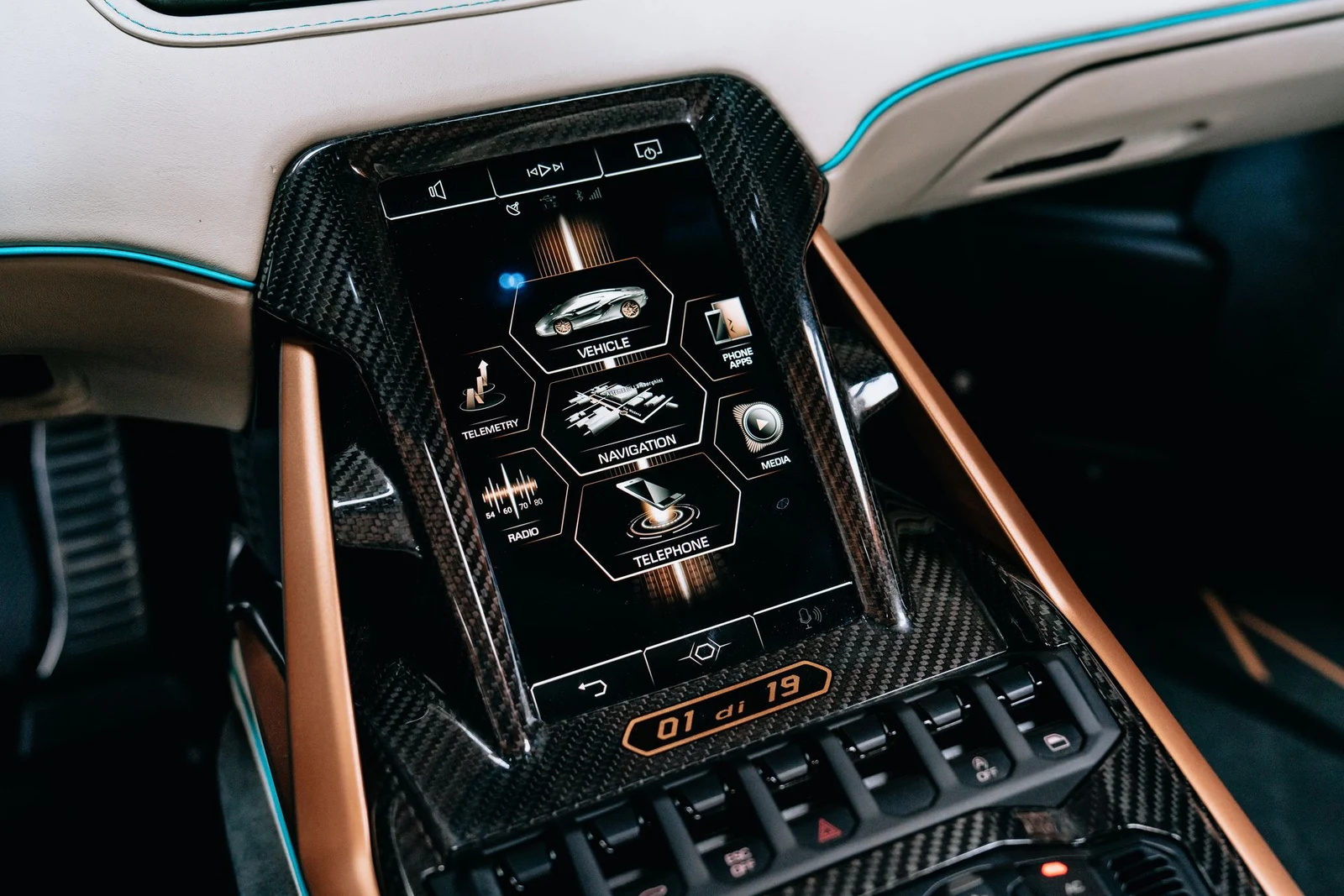 2021 Lamborghini Sián Roadster interior, Nero Cosmus