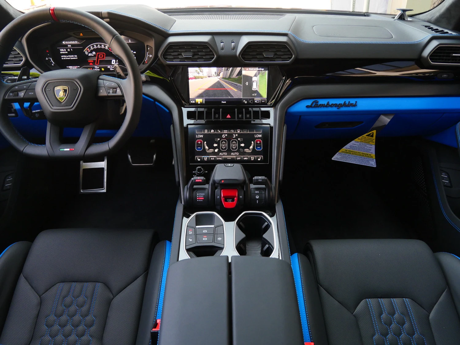 2024 Lamborghini Urus S interior, dashboard, Nero Ade/Blu Amon
