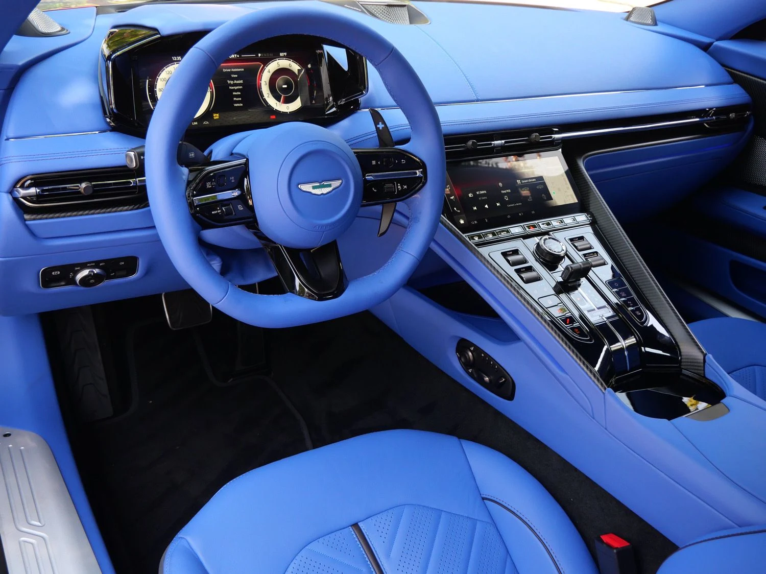 2026 Aston Martin DB12 S interior, dashboard, Cote D Azur Blue - Semi Aniline