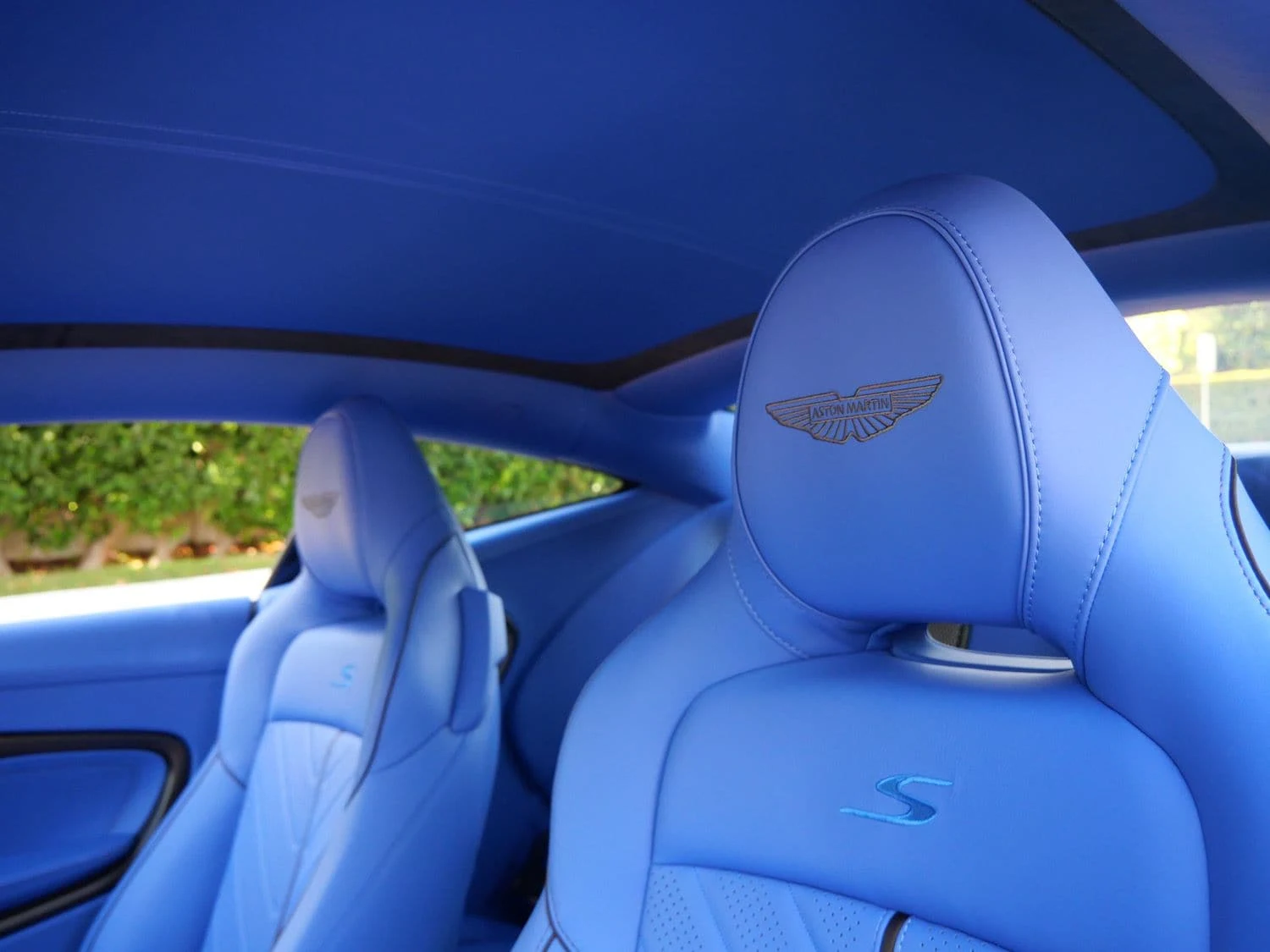 2026 Aston Martin DB12 S interior, seats, Cote D Azur Blue - Semi Aniline