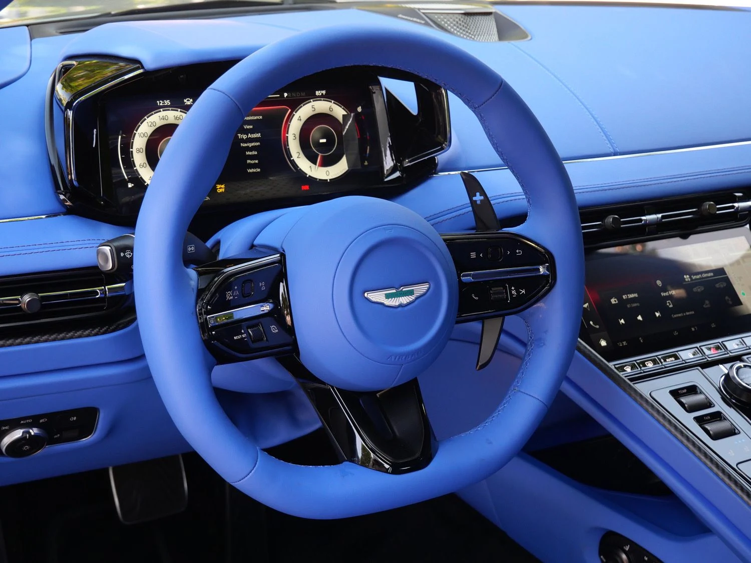 2026 Aston Martin DB12 S interior, dashboard, Cote D Azur Blue - Semi Aniline