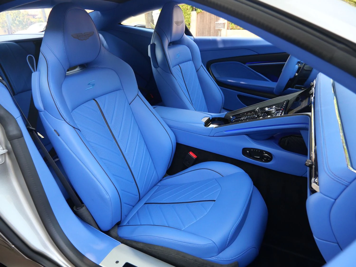 2026 Aston Martin DB12 S interior, seats, Cote D Azur Blue - Semi Aniline