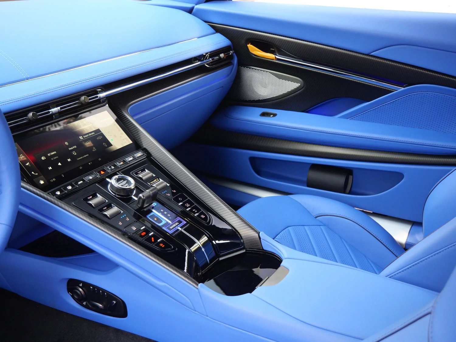 2026 Aston Martin DB12 S interior, Cote D Azur Blue - Semi Aniline