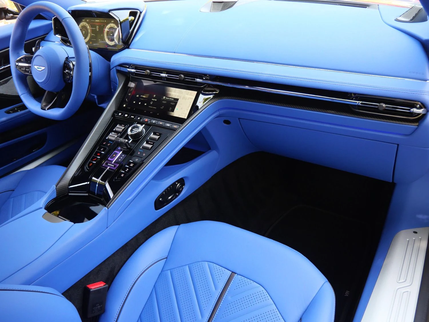 2026 Aston Martin DB12 S interior, Cote D Azur Blue - Semi Aniline