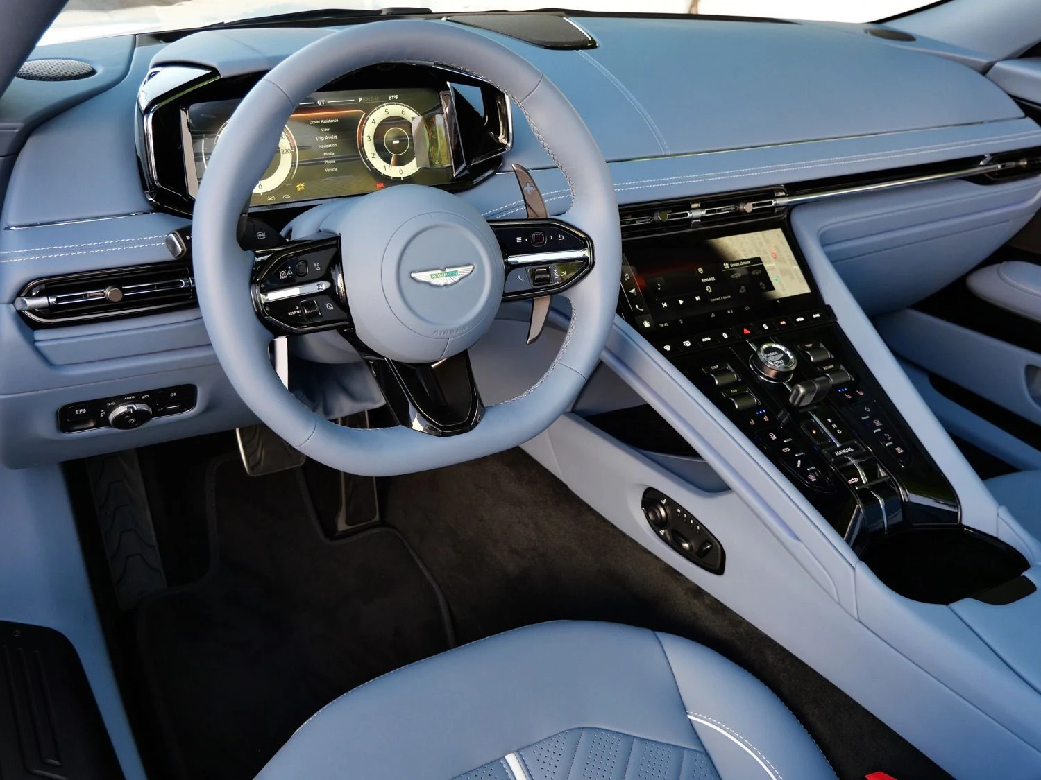 2026 Aston Martin DB12 S Volante interior, dashboard, Arctic Blue - Semi Aniline(Rc0