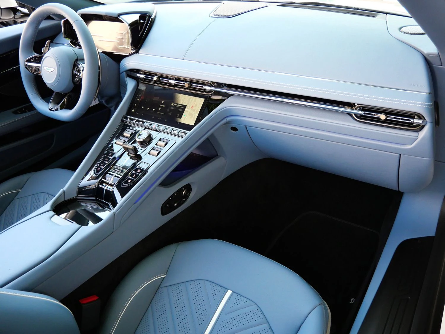 2026 Aston Martin DB12 S Volante interior, Arctic Blue - Semi Aniline(Rc0