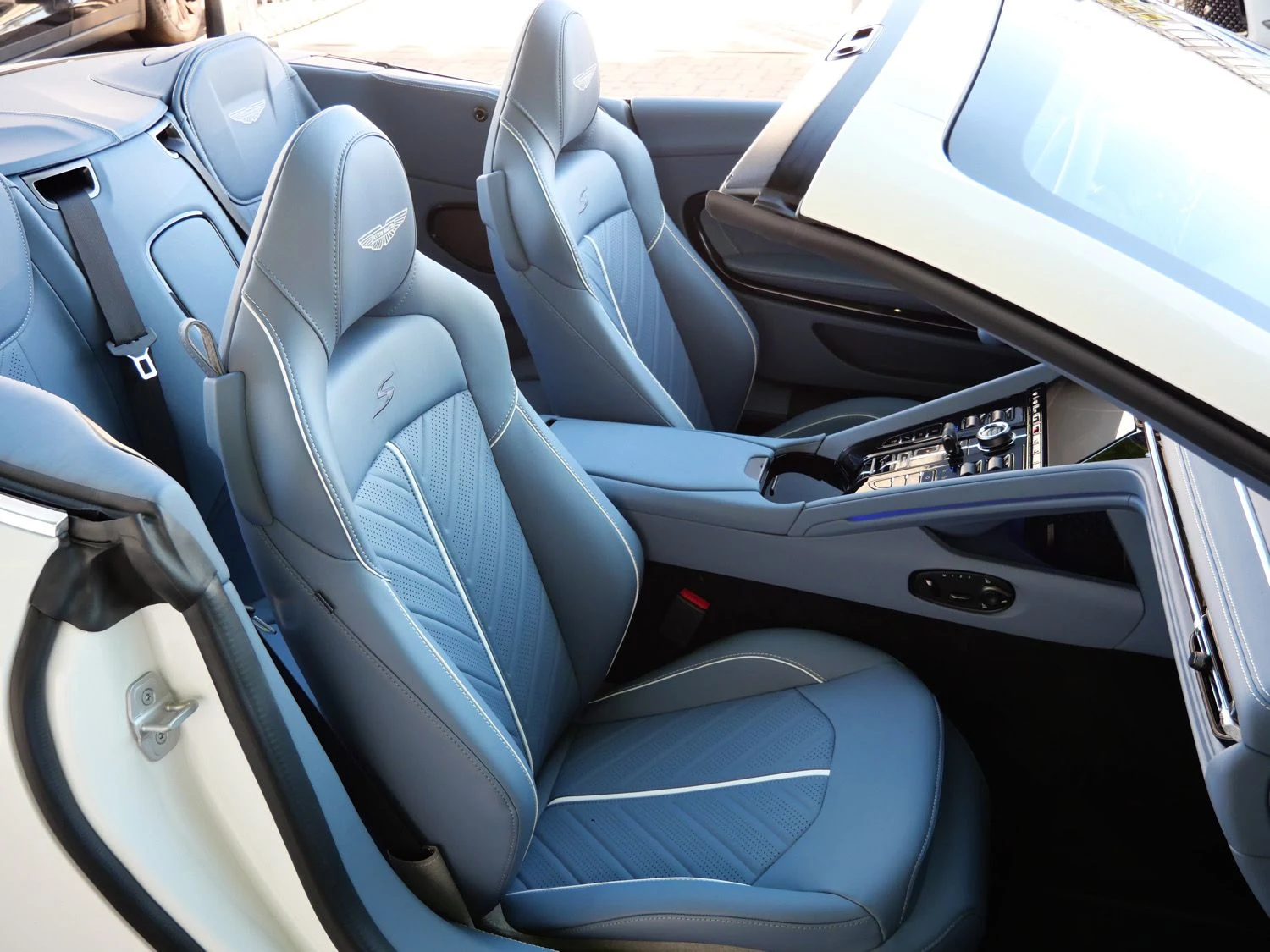 2026 Aston Martin DB12 S Volante interior, seats, Arctic Blue - Semi Aniline(Rc0