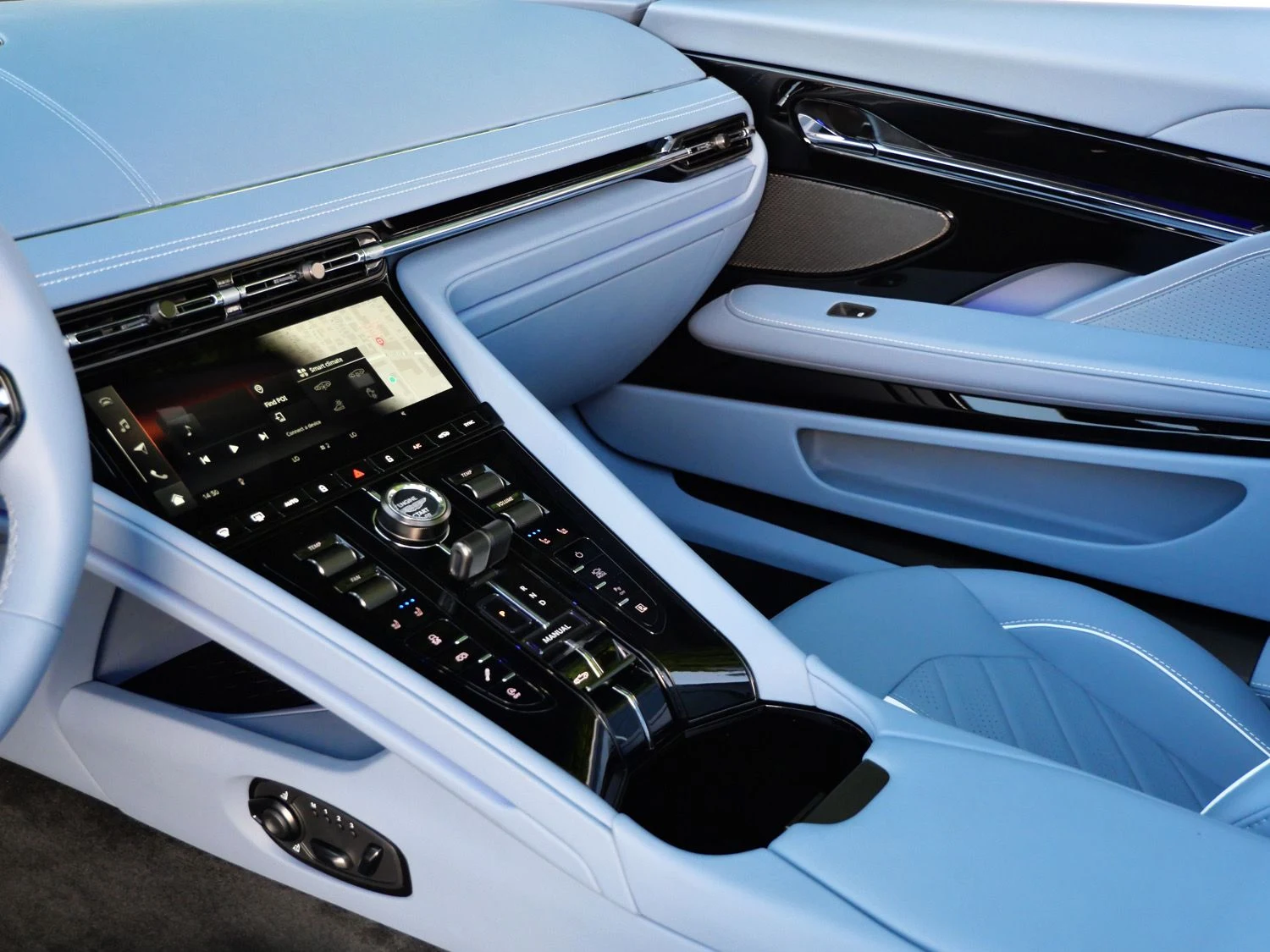 2026 Aston Martin DB12 S Volante interior, Arctic Blue - Semi Aniline(Rc0