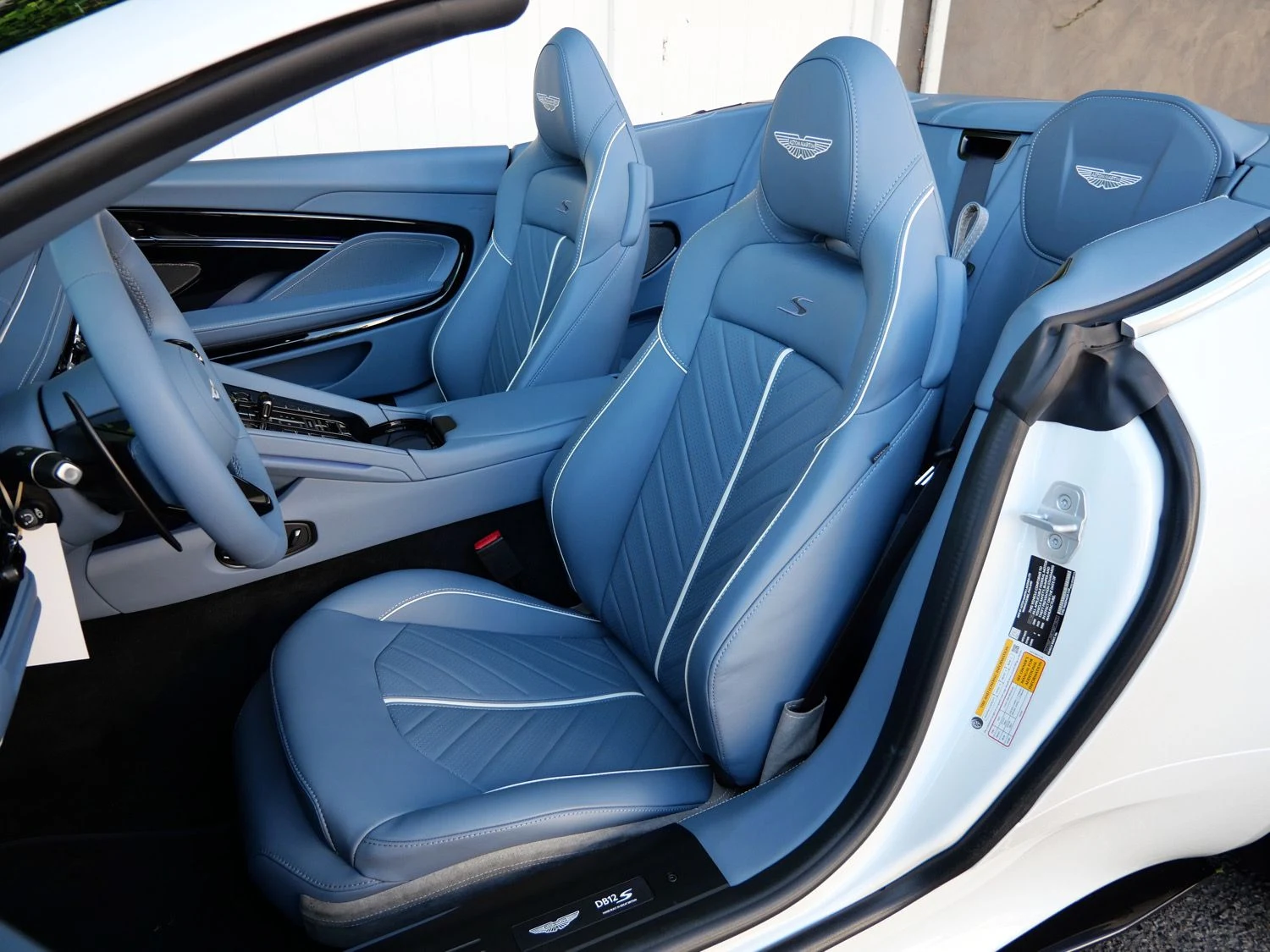 2026 Aston Martin DB12 S Volante interior, seats, Arctic Blue - Semi Aniline(Rc0
