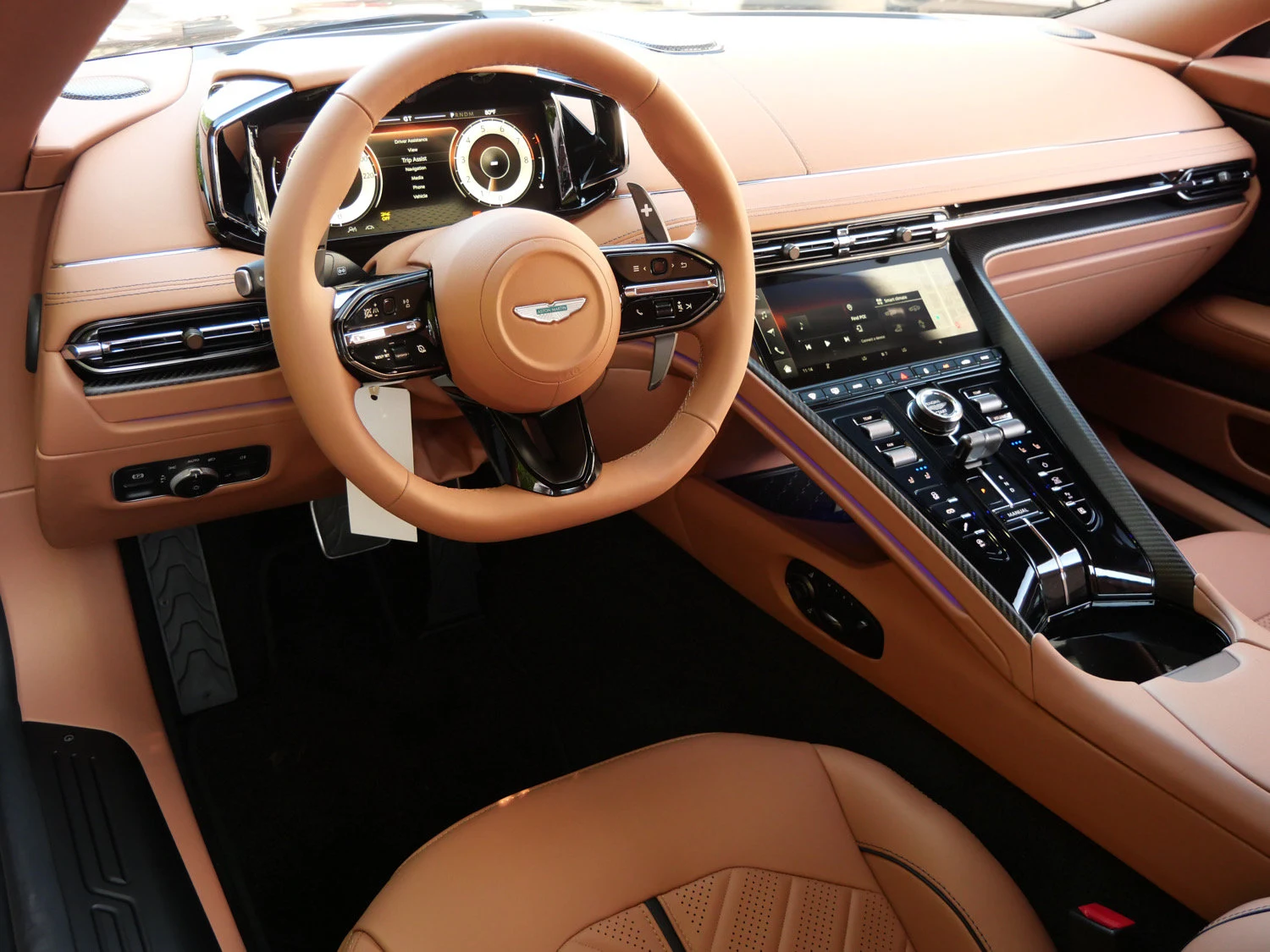 2026 Aston Martin DB12 S interior, dashboard, Copper Tan Metallic - Semi Ani