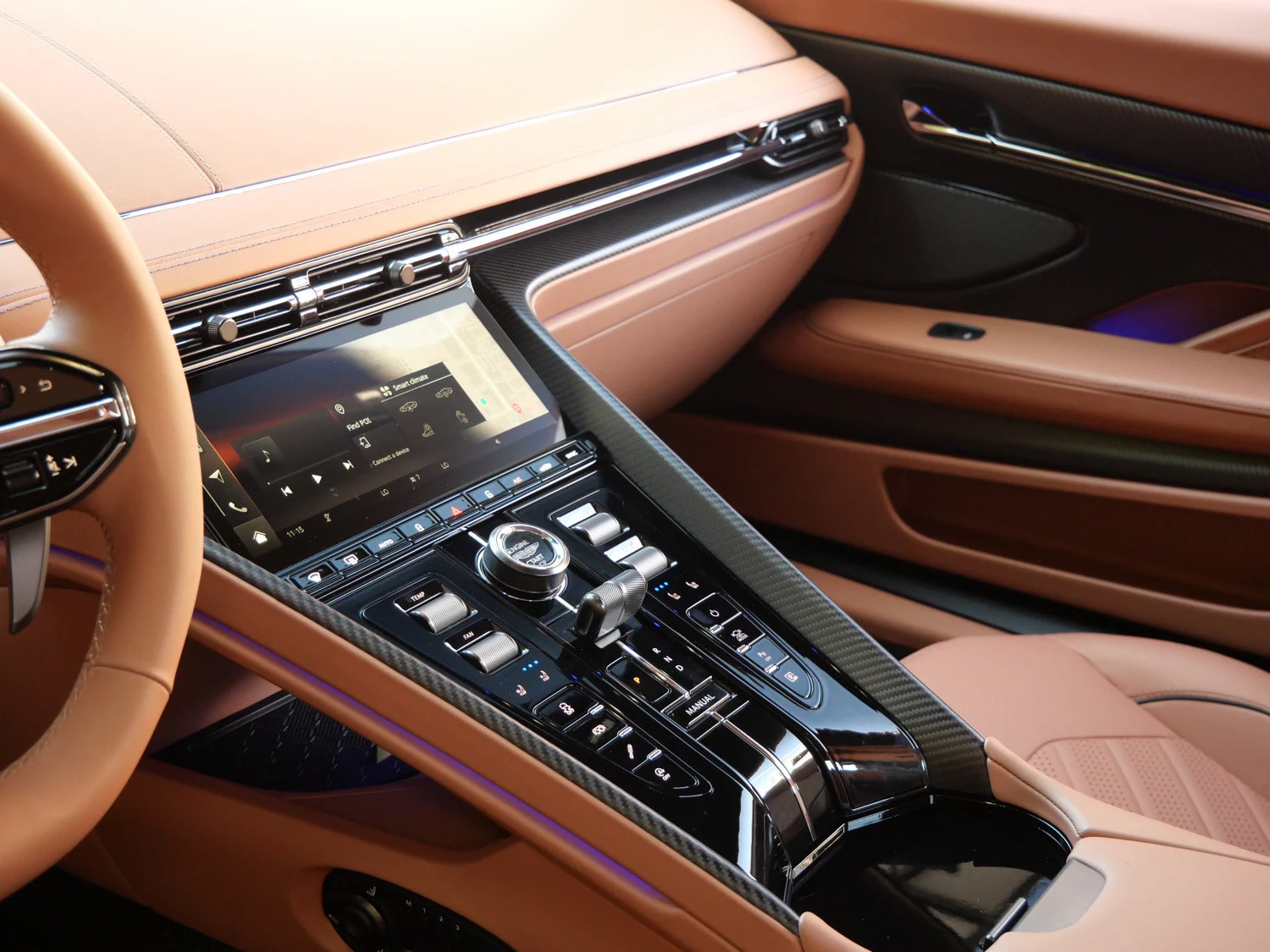 2026 Aston Martin DB12 S interior, Copper Tan Metallic - Semi Ani