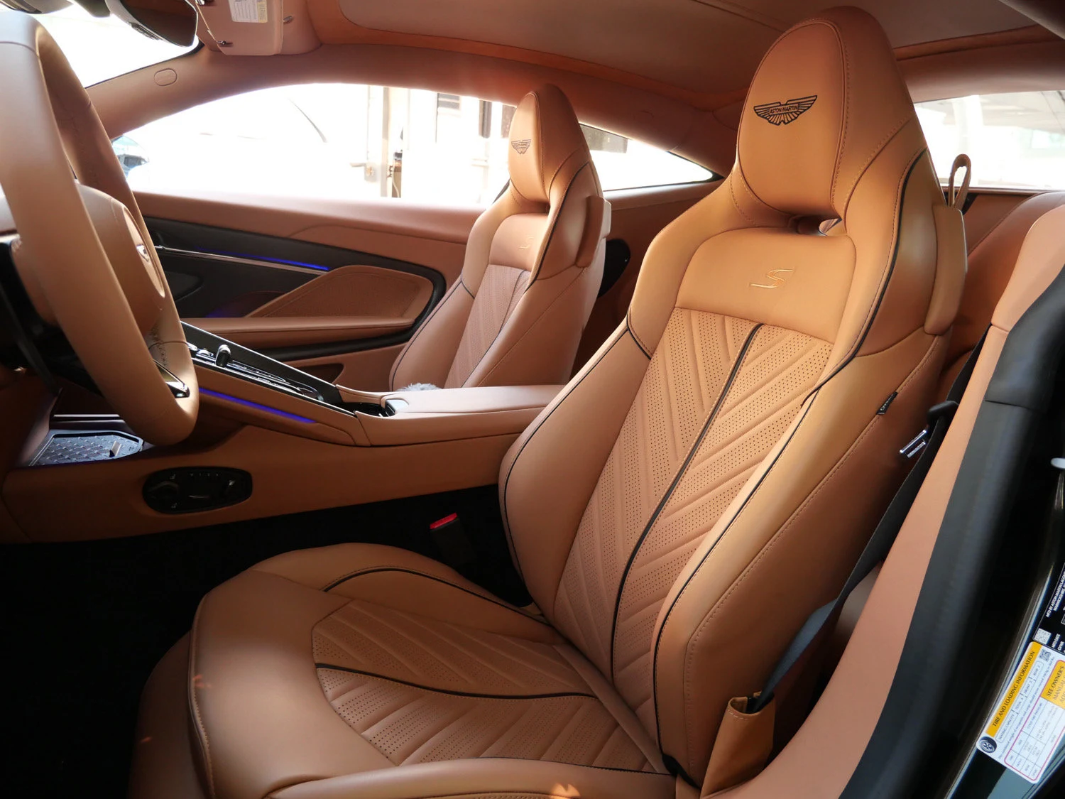 2026 Aston Martin DB12 S interior, seats, Copper Tan Metallic - Semi Ani