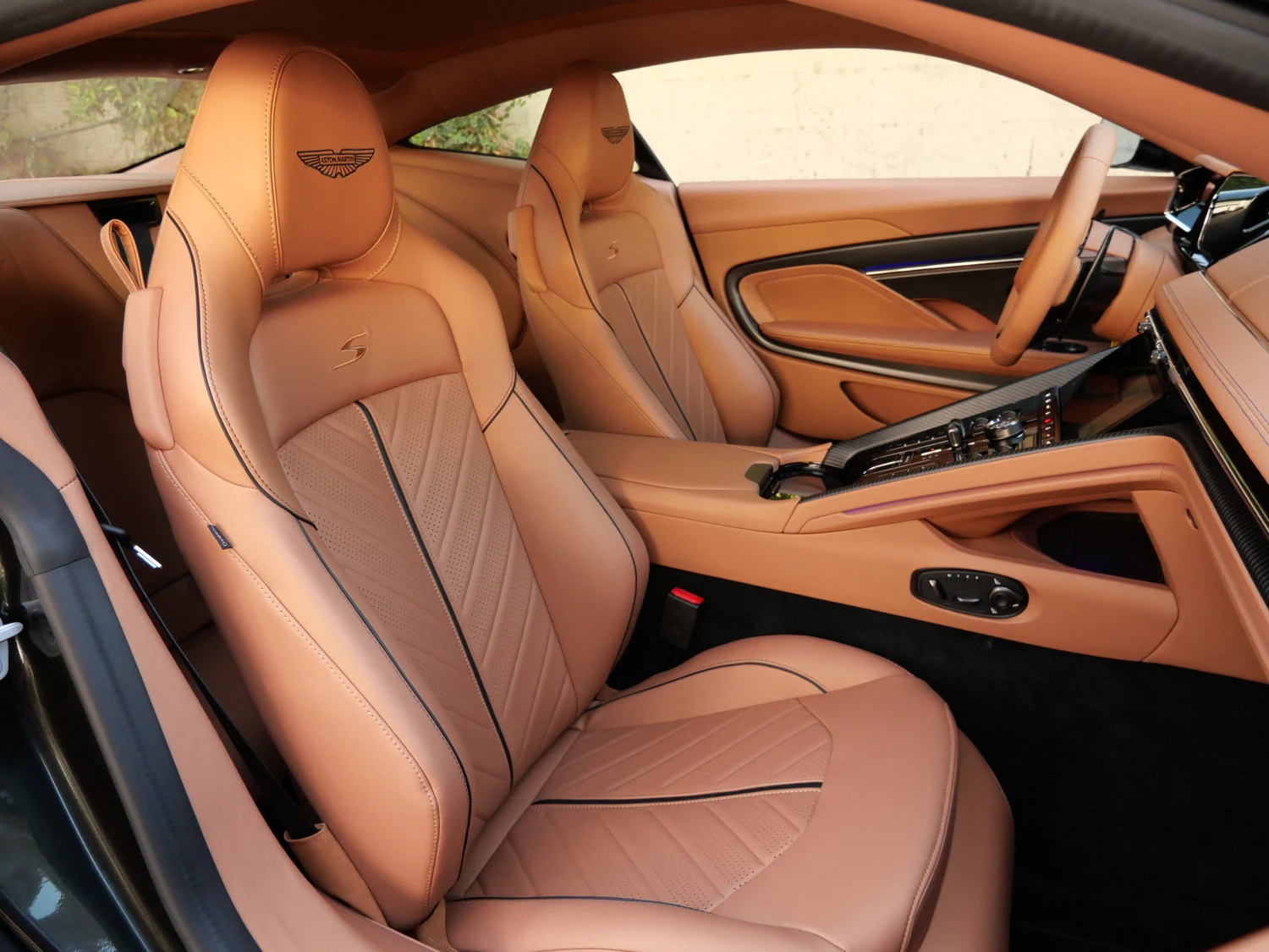 2026 Aston Martin DB12 S interior, seats, Copper Tan Metallic - Semi Ani