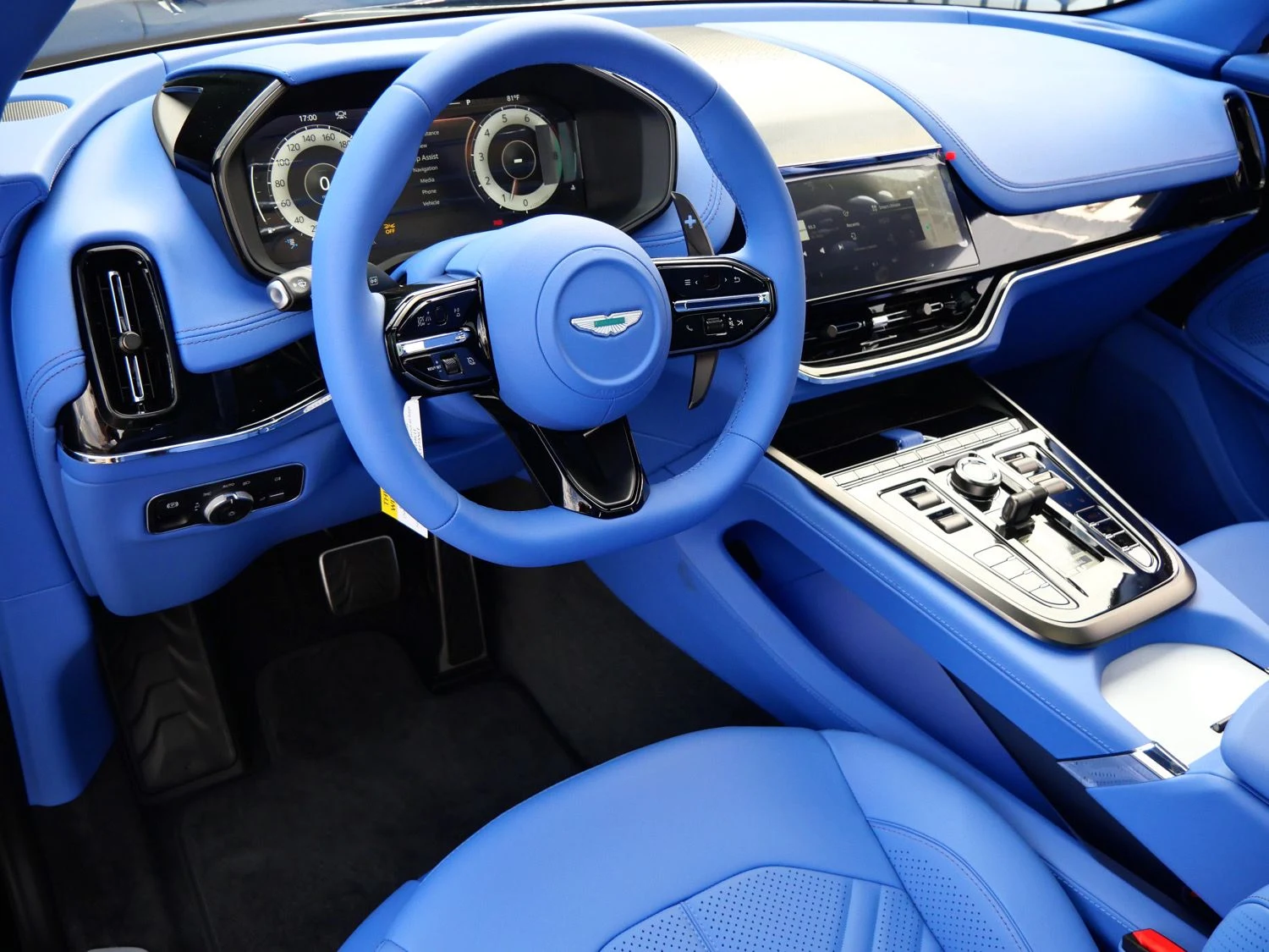2026 Aston Martin DBX S interior, dashboard, Cote D Azur Blue - Semi Aniline