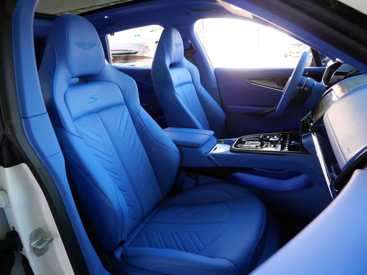 2026 Aston Martin DBX S interior, seats, Cote D Azur Blue - Semi Aniline